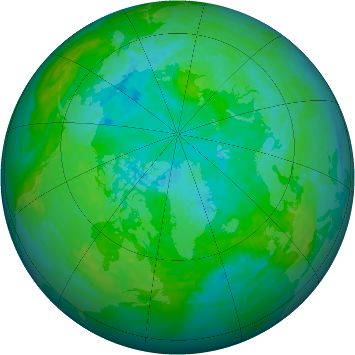 Arctic ozone map for 20 July 1993